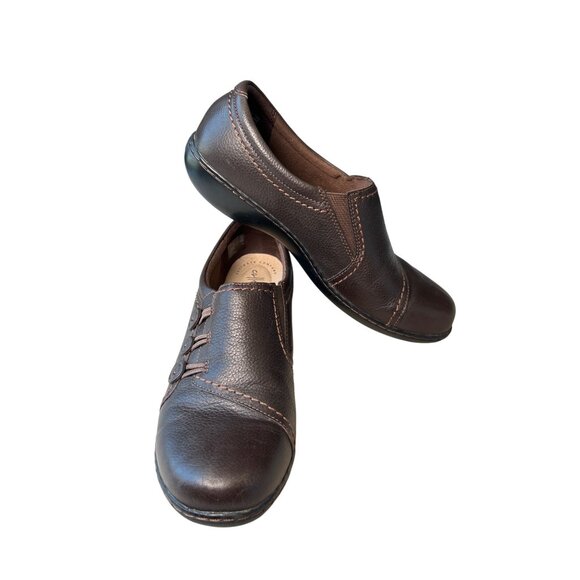 Clarks Shoes - Clarks Ashland Effie Loafers Women's 9.5 Brown Leather Slip-On Comfort Support